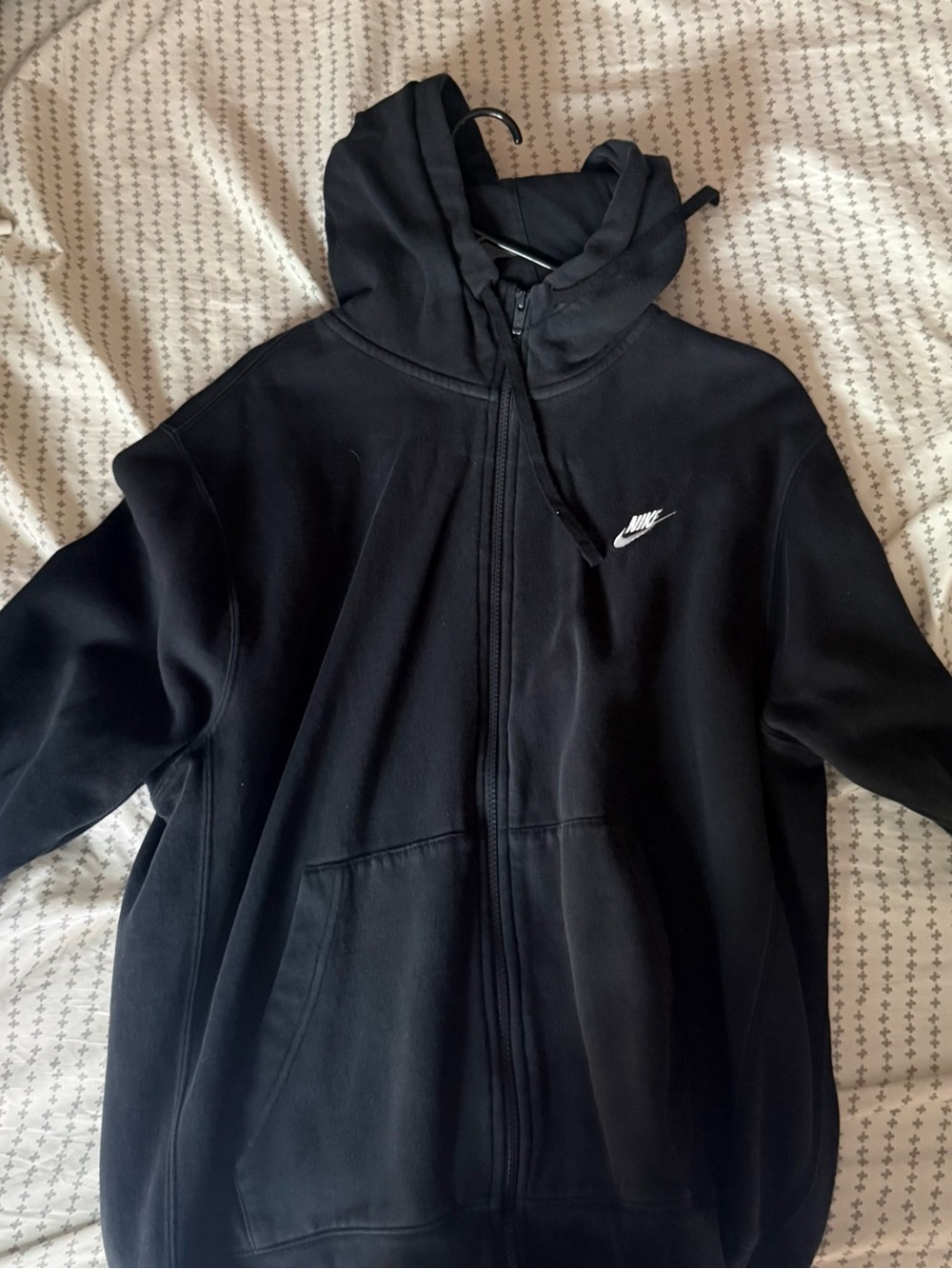Nike Black Men’s Full-Zip Hoodie Jacket with White Swoosh